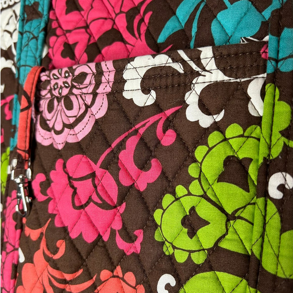 Vera Bradley Tote Bag 17" x 14" x 5" in Bright Multicolored Floral Print - Picture 4 of 7